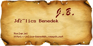 Jálics Benedek névjegykártya